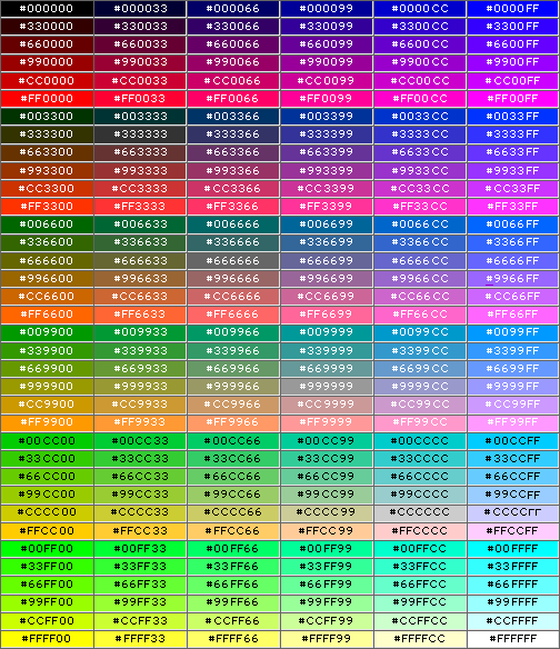Таблица Цветов Html Rgb